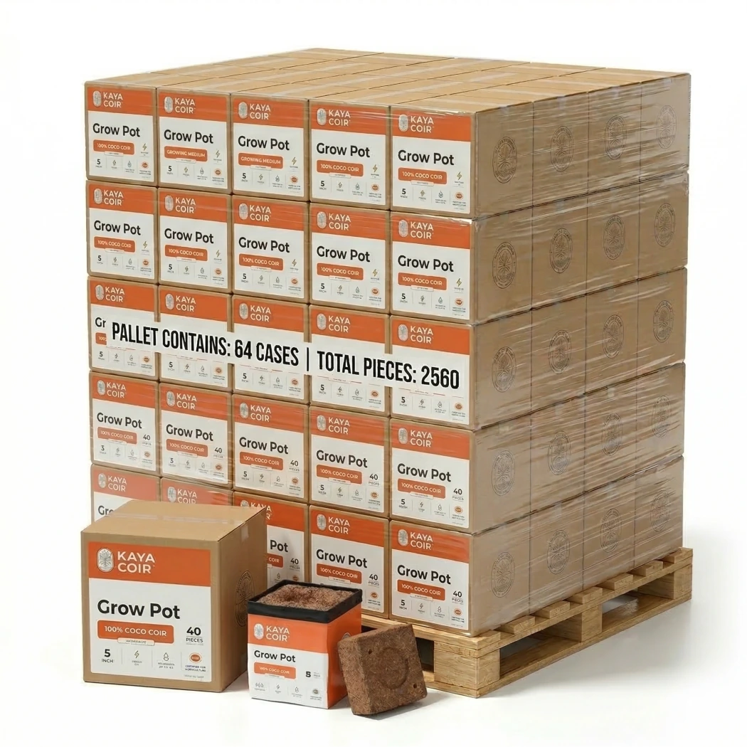Kaya Coir 5 in 1 gal Pallet with 64 Cases 2560 Pieces Plastic Grow  pot