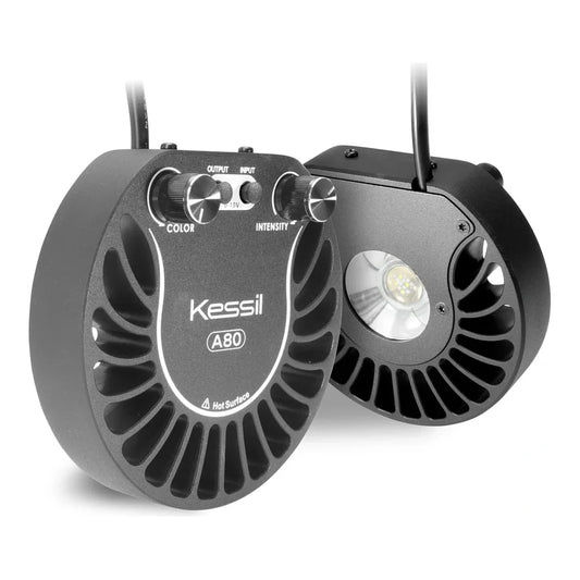 Kessil A80 Tuna Blue 15W nano LED aquarium light, two views