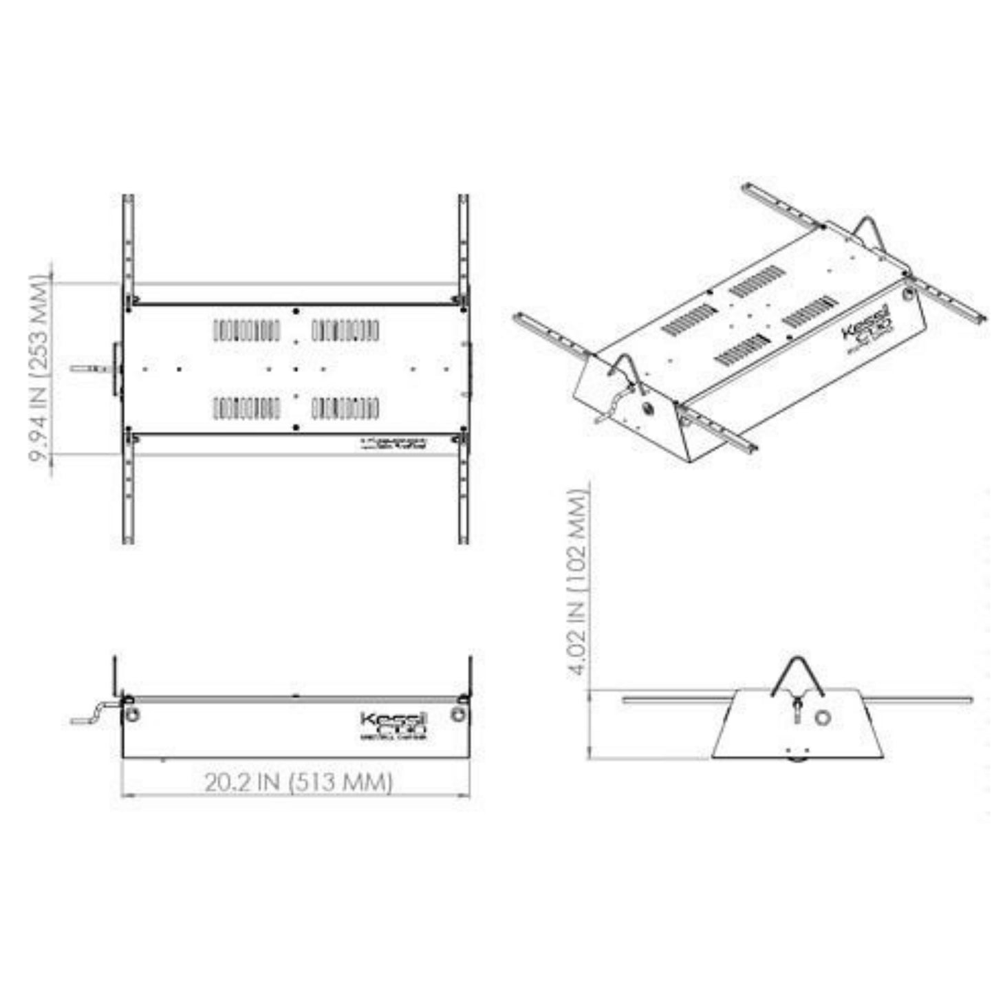 Kessil C130 Spectral Carrier dimensions
