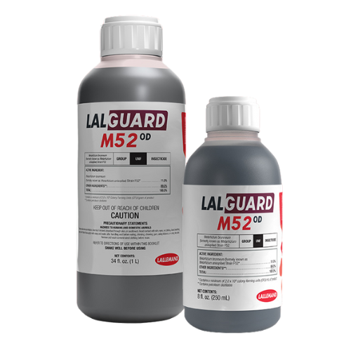 Two bottles of LalGuard M52 OD on a white background