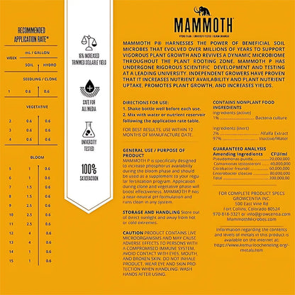 Mammoth P Active Microbials Label