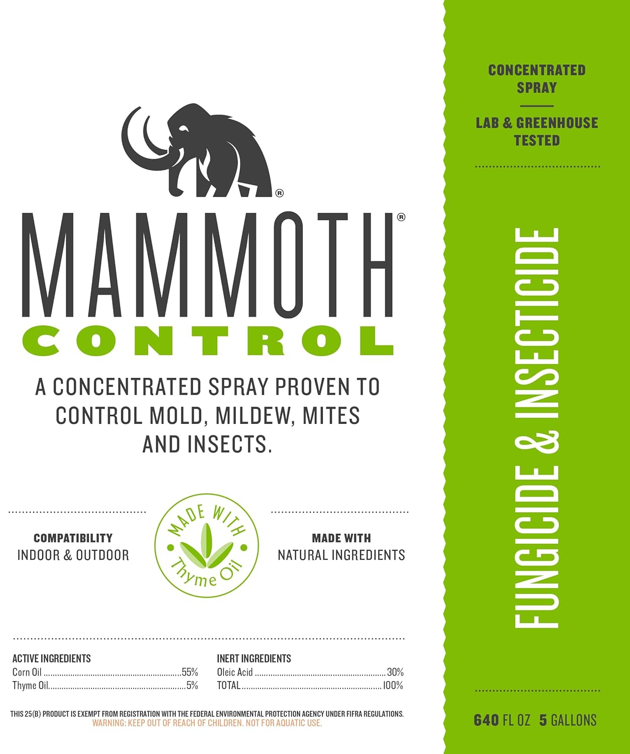 Mammoth CannControl 5 Gallons Front Label