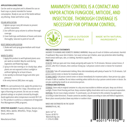 Mammoth Control RTU Back Label 32 oz