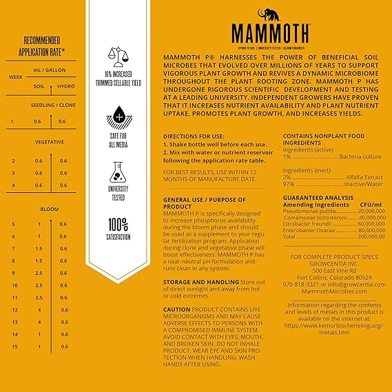 Mammoth P Active Microbials Label