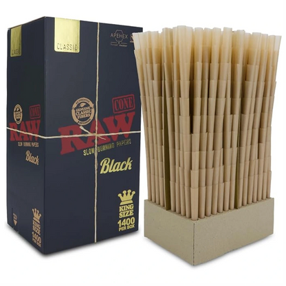 Raw Black Bulk King Size Pre-Roll Cones 1400pk package
