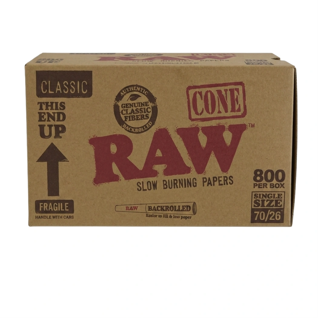 Raw Classic Bulk 70mm26mm Pre-Roll Cones 800pk box