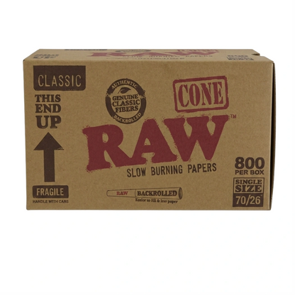 Raw Classic Bulk 70mm26mm Pre-Roll Cones 800pk box
