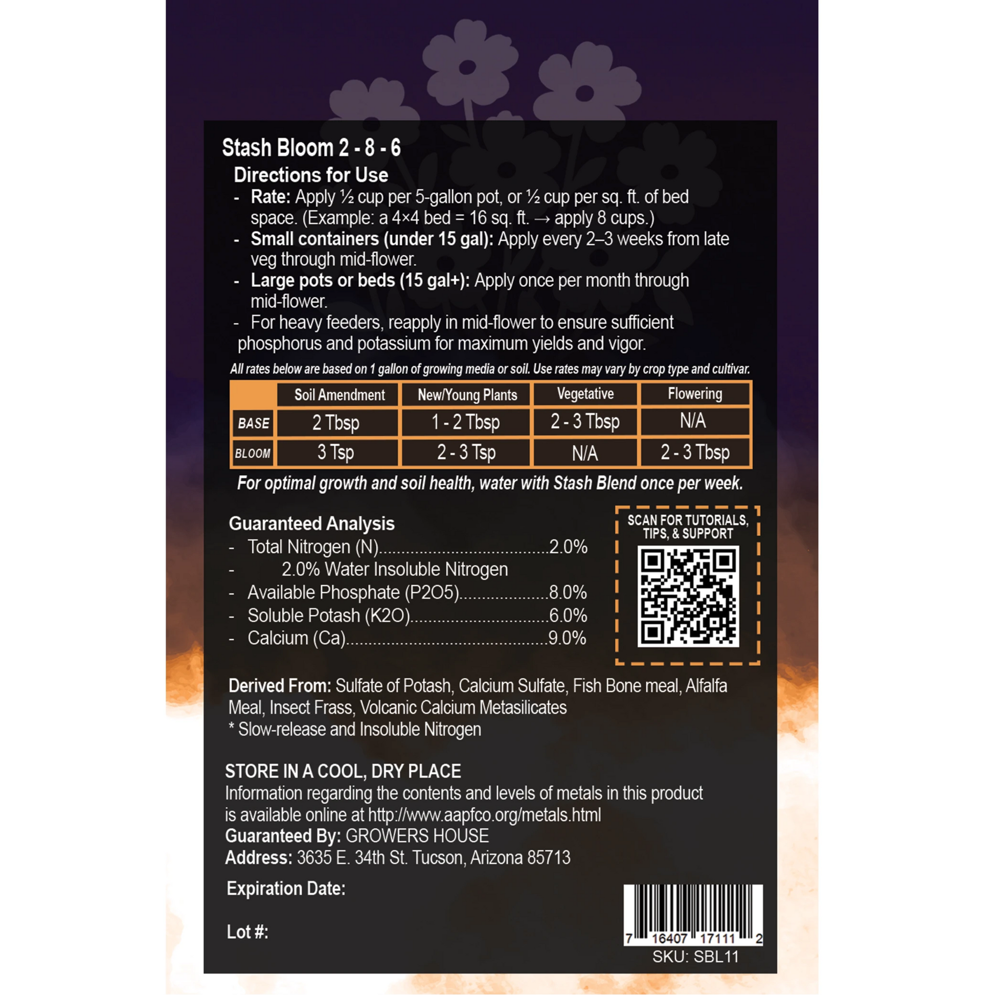 Stash Bloom Back Label