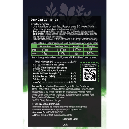 Stash Bloom Back Label with directions