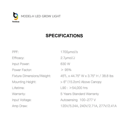ThinkGrow Model-H 630W Specifications