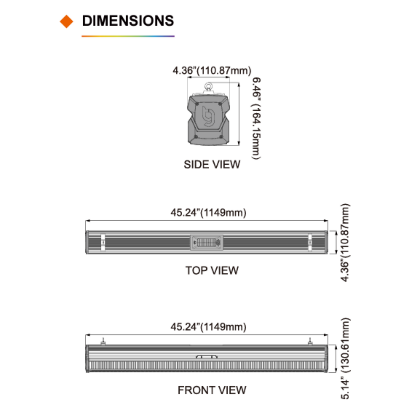 ThinkGrow Model-I 720W dimensions