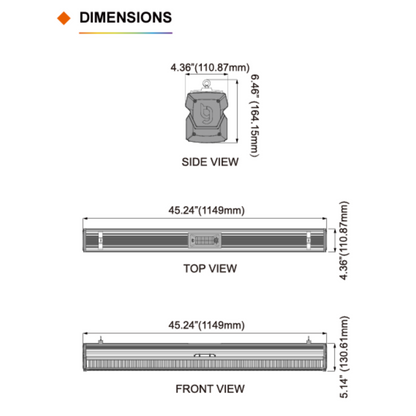 ThinkGrow Model-I LED Grow Light  dimensions