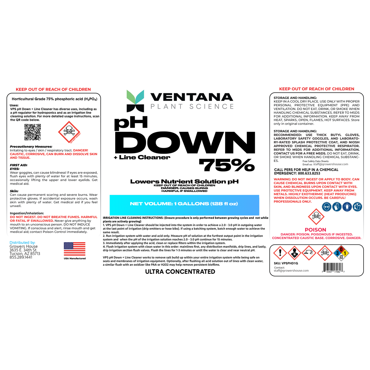 VPS pH Down plus Line Cleaner label