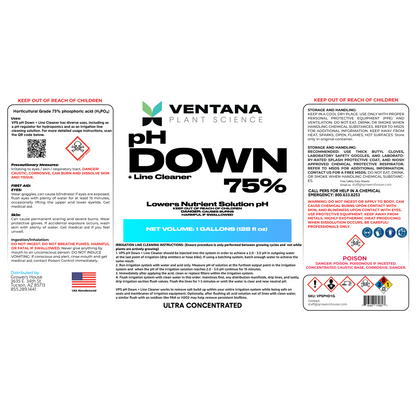 VPS pH Down plus Line Cleaner label
