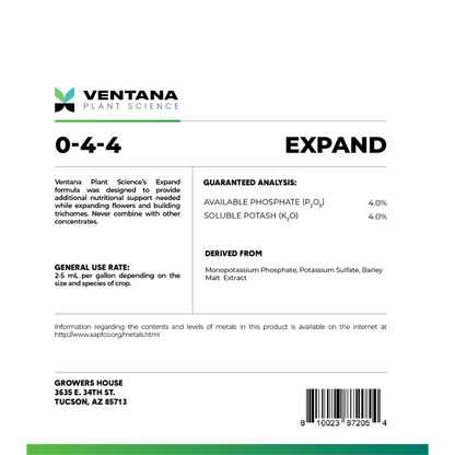 Ventana Plant Science - Expand 0-4-4 (Flower Booster)