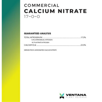 Ventana Plant Science Calcium Nitrate label
