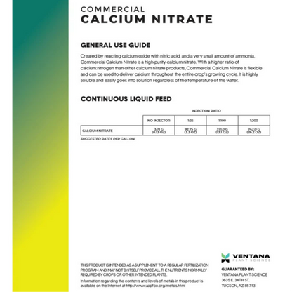 Ventana Plant Science Calcium Nitrate use guide