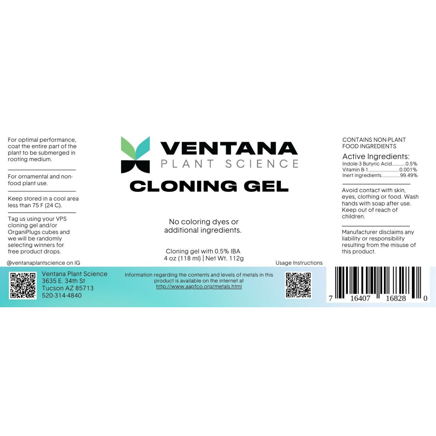 Ventana Plant Science Cloning Gel label