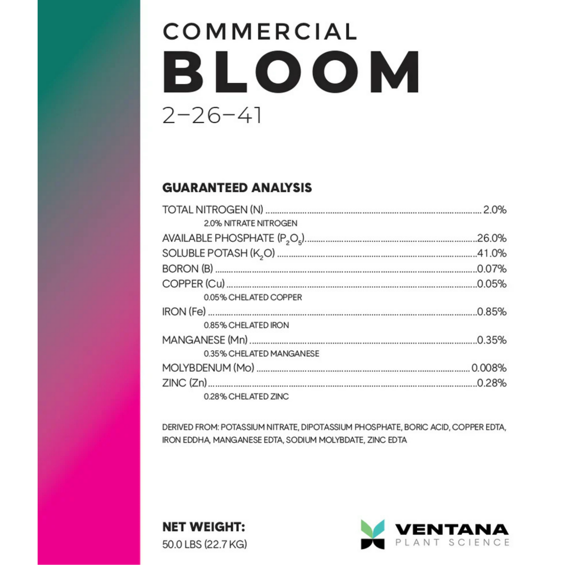 Ventana Plant Science Commercial Bloom label