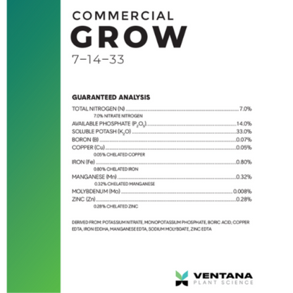 Ventana Plant Science Commercial Grow label