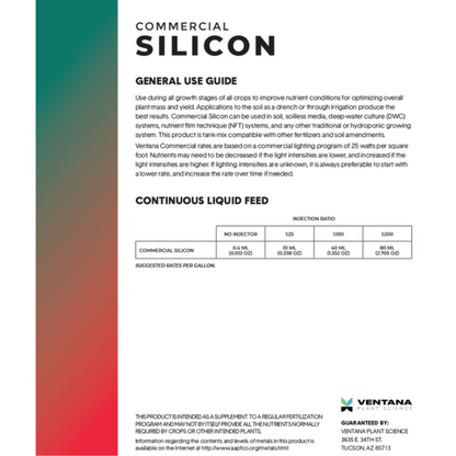 Ventana Plant Science Commercial Silicon use guide