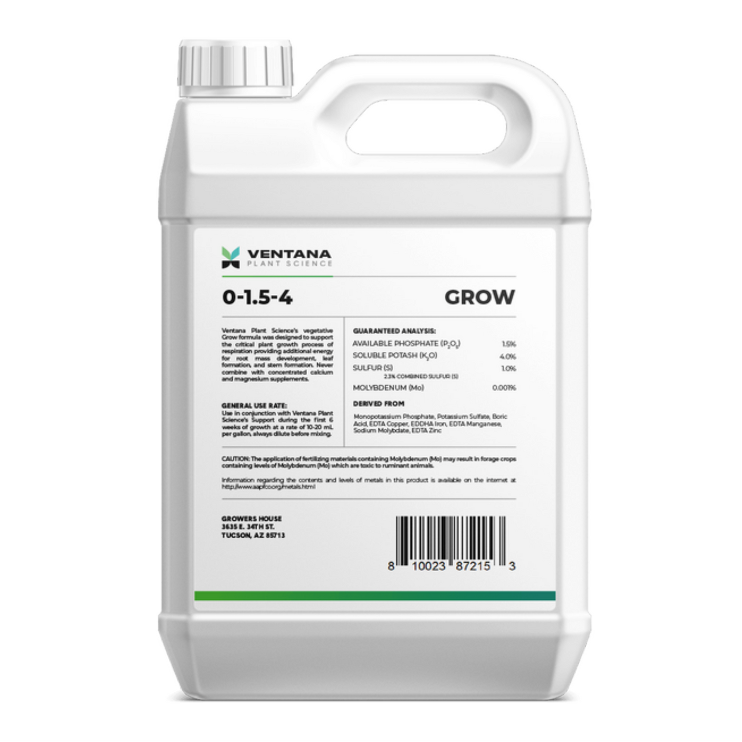 Ventana Plant Science Grow back view