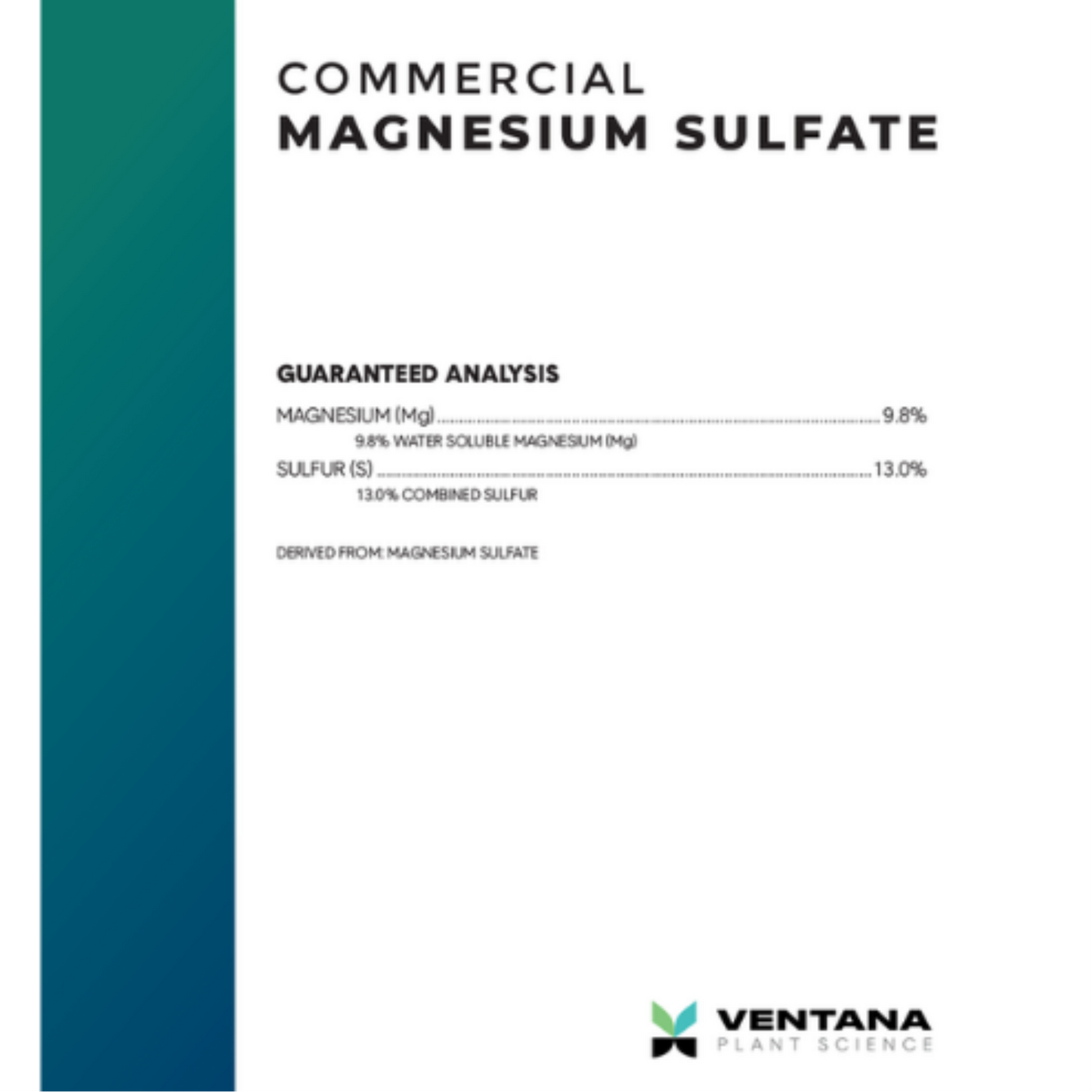 Ventana Plant Science Magnesium Sulfate label