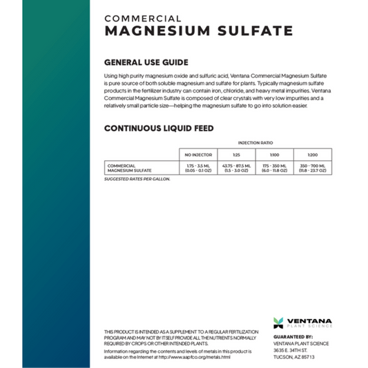 Ventana Plant Science Magnesium Sulfate use guide