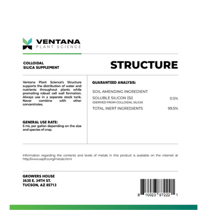 Ventana Plant Science Structure label back