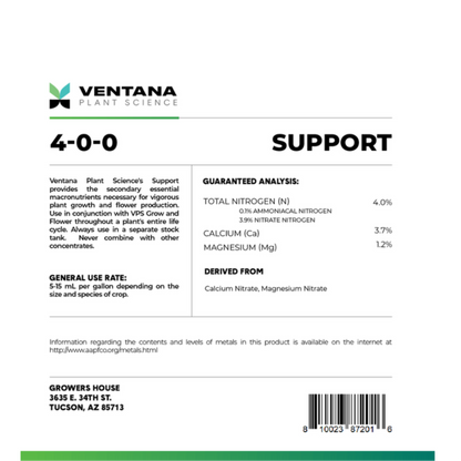 Ventana Plant Science  Support label