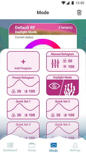 Kessil A360X Refugium LED Grow Light menu
