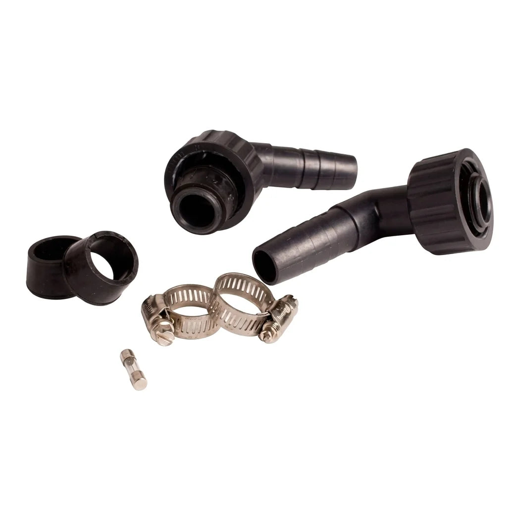 Active Aqua 3/4 inch chiller fitting kit for AACH10 with barbed elbows, hose clamps and fuse