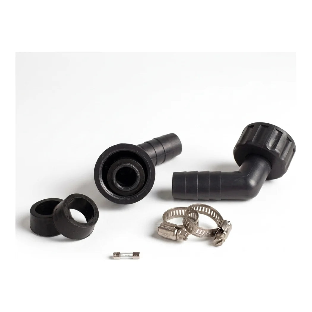 Active Aqua chiller fitting kit for AACH50 with barbed elbows, hose clamps and fuse