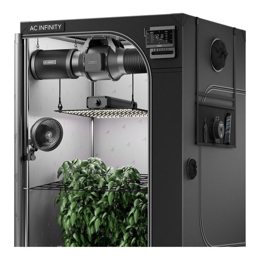 AC Infinity 4x4 grow tent kit AC-PKB44 with CLOUDLAB 844 tent, IONBOARD S44 LED, inline fan and carbon filter