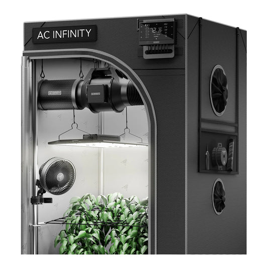 AC Infinity Advance Grow Tent System 2x2 AC-PKB22 in the 6 ft CLOUDLAB 722 tent with inline fan, carbon filter and LED