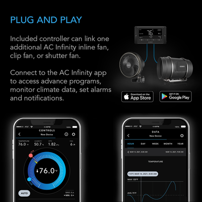 AC Infinity CLOUDLINE 4" Inline Fan with LCD Controller Plug and Play