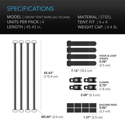 4x4' Grow Tent Mounting Bars