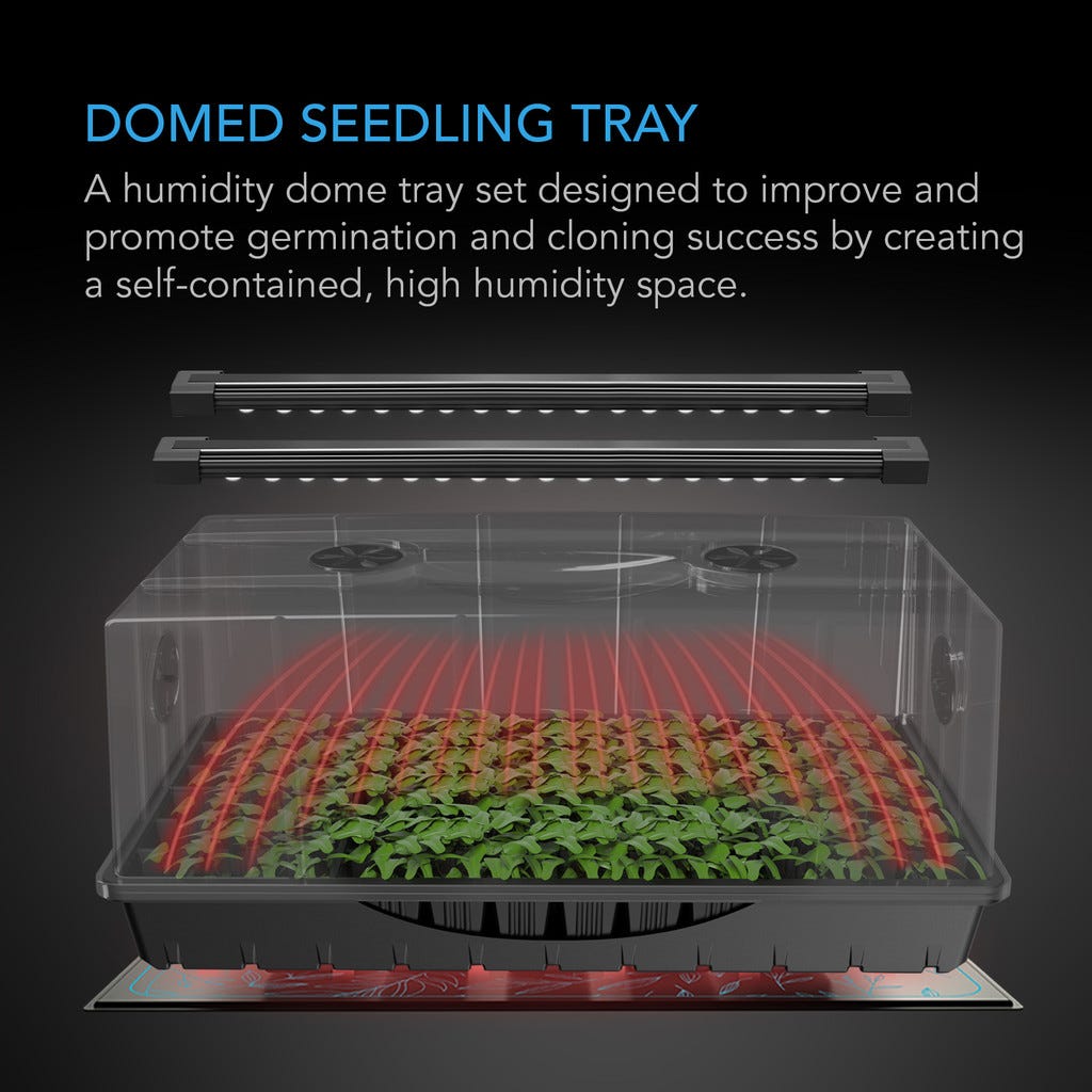 Germination Kit With Seedling Mat And LED Grow Light Bars