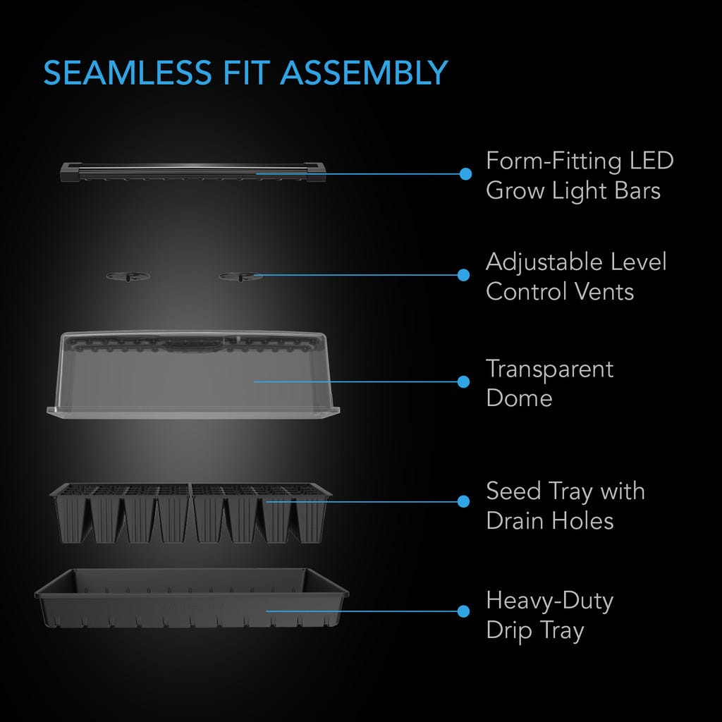 Germination Kit With Seedling Mat And LED Grow Light Bars