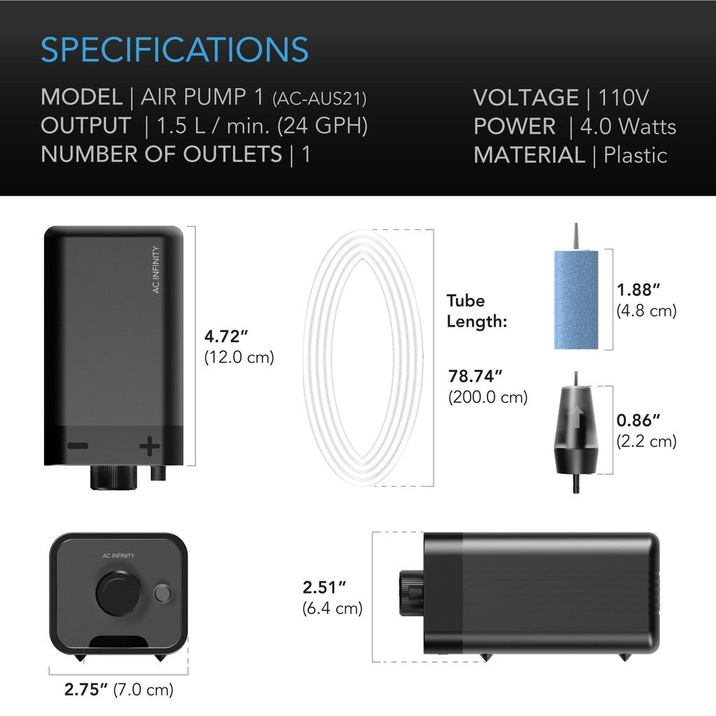 AC Infinity Hydroponics Air Pump