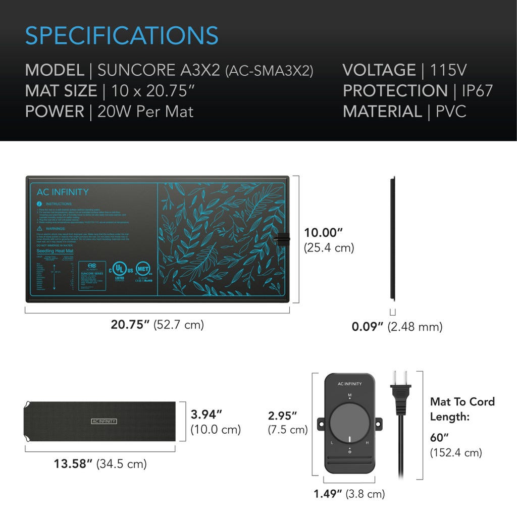 Dual Seedling Heat Mats With Heat Controller