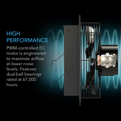AC Infinity AIRLIFT S-Series Shutter Exhaust Ventilation Fan with Speed Controller