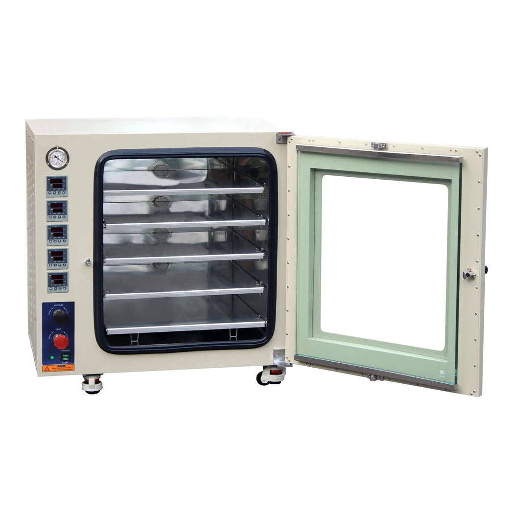 Across International 7.5 cubic foot oven with the door open and shelves fitted