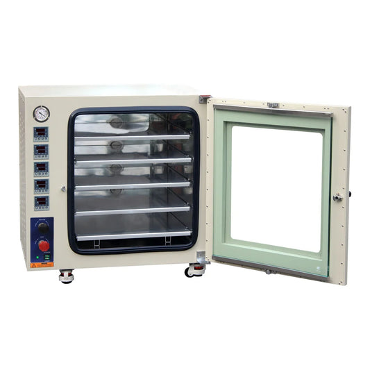 Across International 7.5 cubic foot oven with the door open and shelves fitted