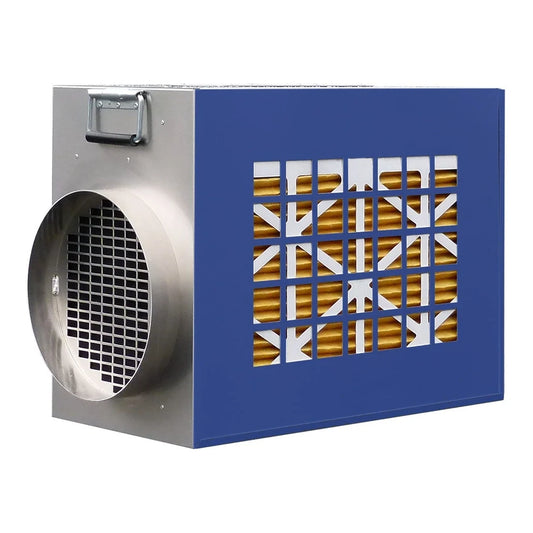 Agriair 1000 - with 14 in IO Generator, filters, and Variable Speed Blower - cabinet open, showing the filter bank