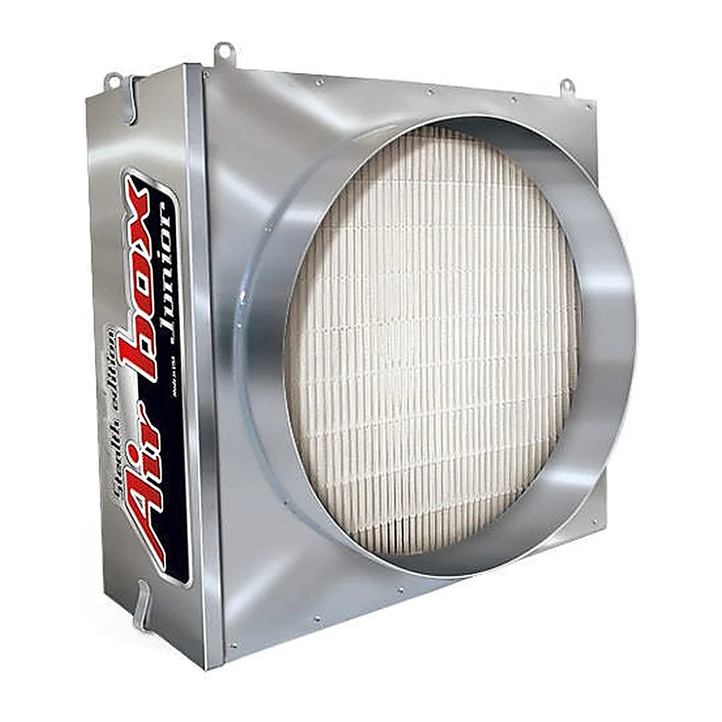 Air Box Junior intake duct filter with pleated HEPA media and round duct collar