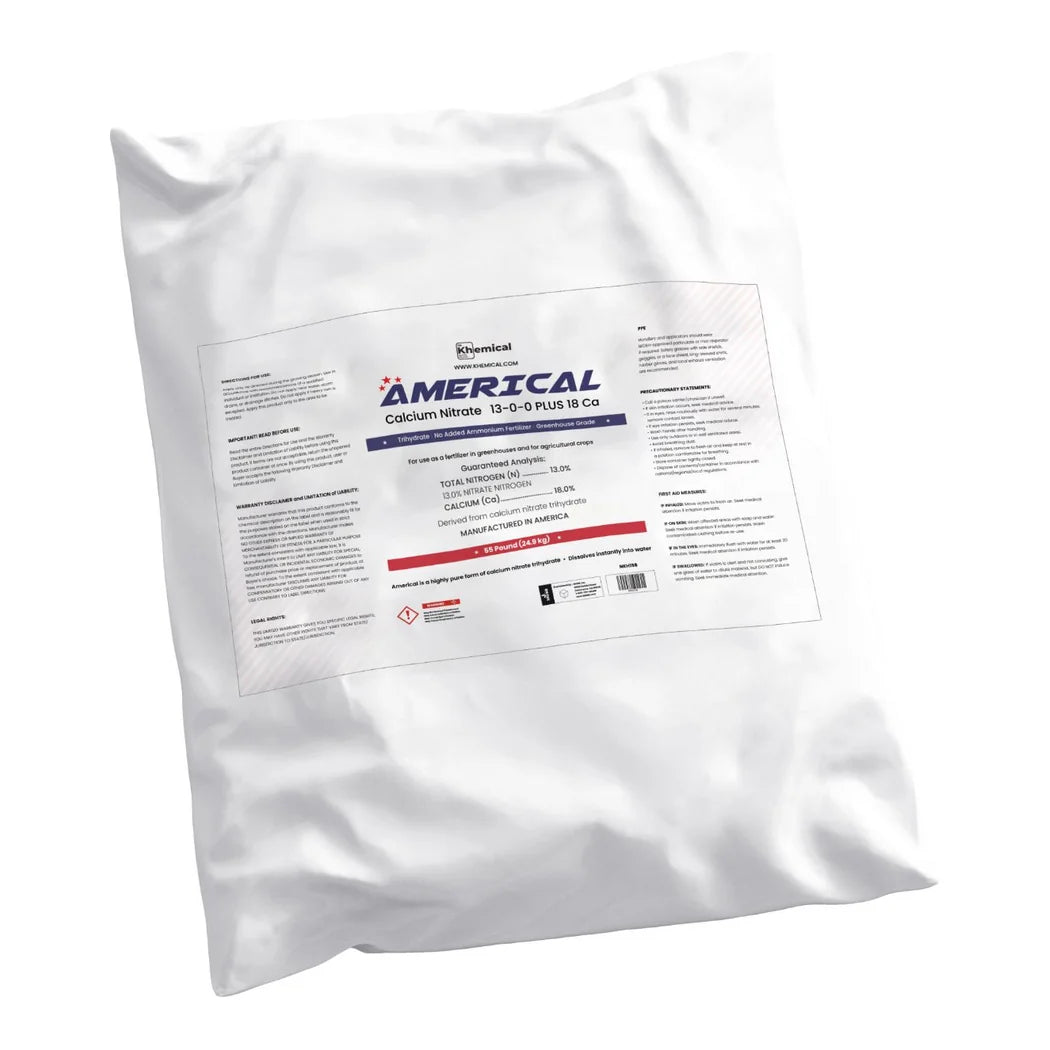 Americal calcium nitrate trihydrate 13-0-0 plus 18 Ca, 50 lb bag