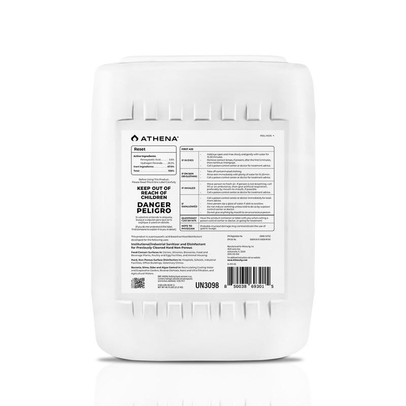 Athena Clean Line Reset 5-Gal Back Label