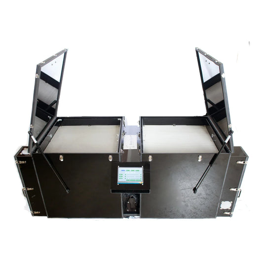 Auto Cure large automated curing unit with lid open and touchscreen control
