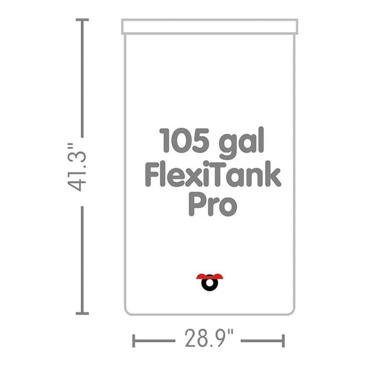 AutoPot FlexiTank Pro 105 gal dimensions diagram, 28.9 x 41.3 in